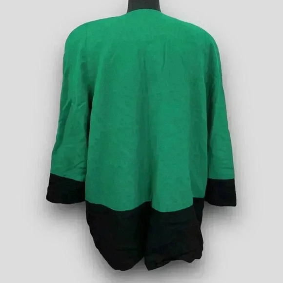Louben Wool Jacket Vintage Canada Made Green Black Trim Shoulder Pads Retro - Picture 4 of 12